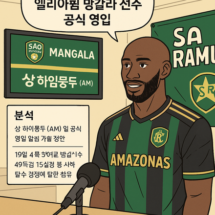 상 하이뭉두(AM), 엘리아큄 망갈라선수 영입 공식 발